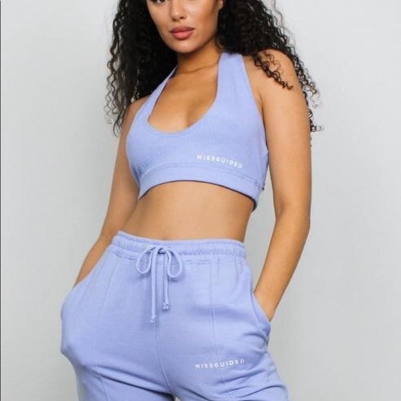 Missguided Blue Rib Halter Top - Picture 3 of 5